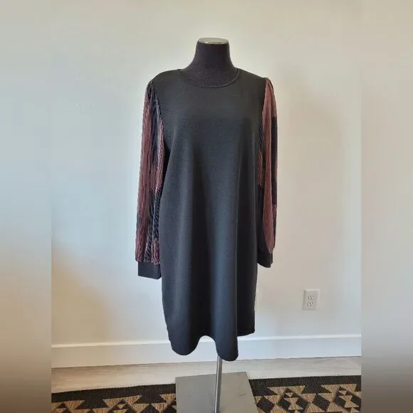 Emery Rose Sheath Dress Black Puff Sleeves Contemporary Office Old Money XL - Picture 2 of 9